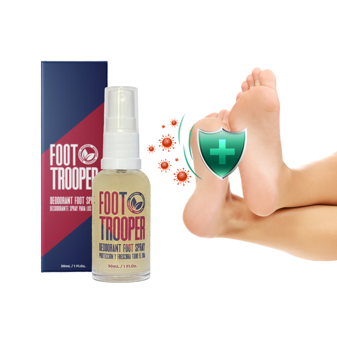 Foottrooper, spray para pies, eliminar mal olor de pies, control de sudoración, antibacterial para pies, pies frescos, desodorante para pies, combatir el pie de atleta, eliminar hongos en los pies, protección contra bacterias, higiene para pies, sudoración excesiva en pies, spray antifúngico, prevenir pie de atleta, pies sin olores, tratamiento para pies sudorosos, desodorante antifúngico, control de humedad en pies, cuidado de los pies, solución para mal olor en pies